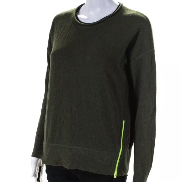 NEW Lisa Todd Cotton/Cashmere Knit Long Sleeve Zipper Hem Sweater Green Size M - Picture 3 of 8